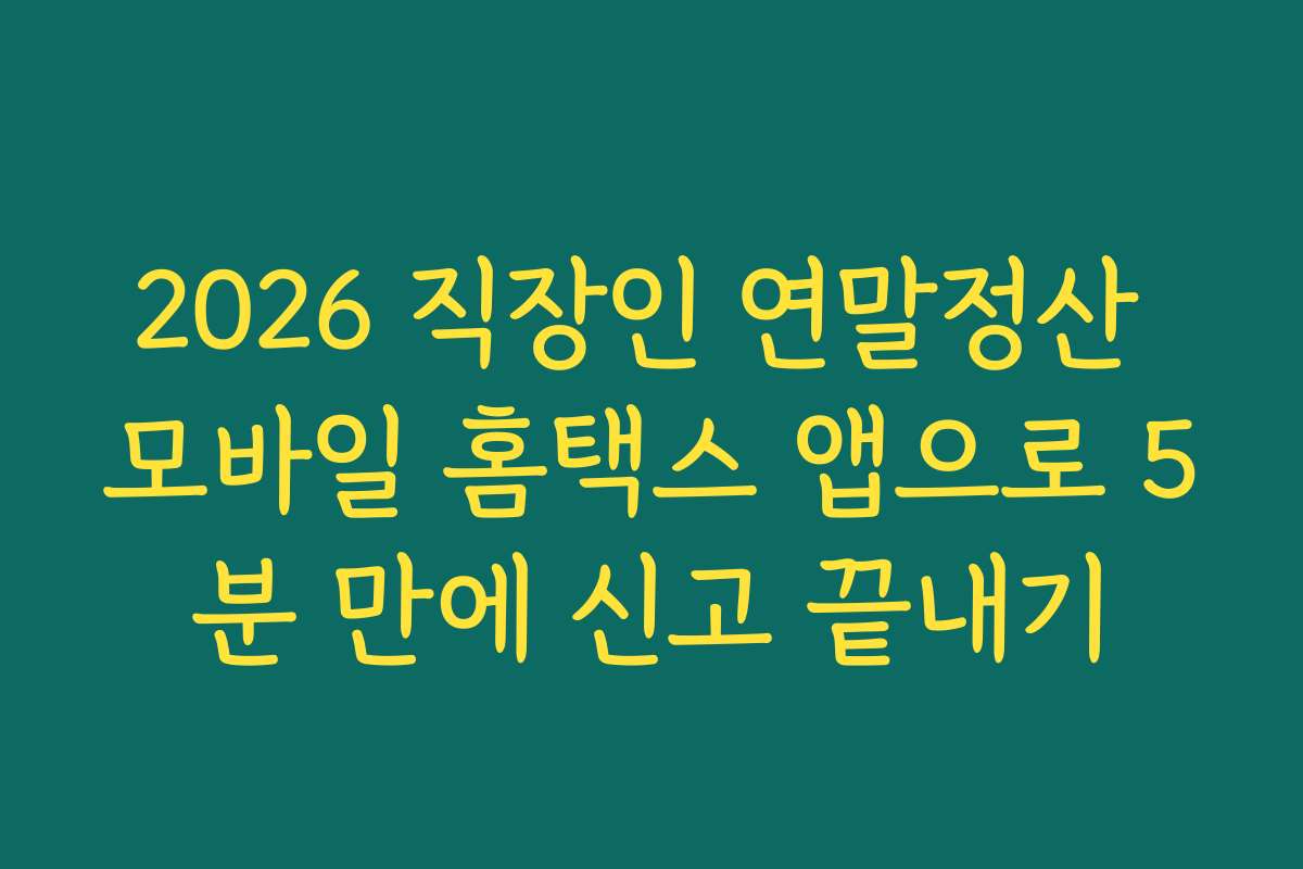 2026 직장인 연말정산 모바일 홈택스 앱으로 5분 만에 신고 끝내기