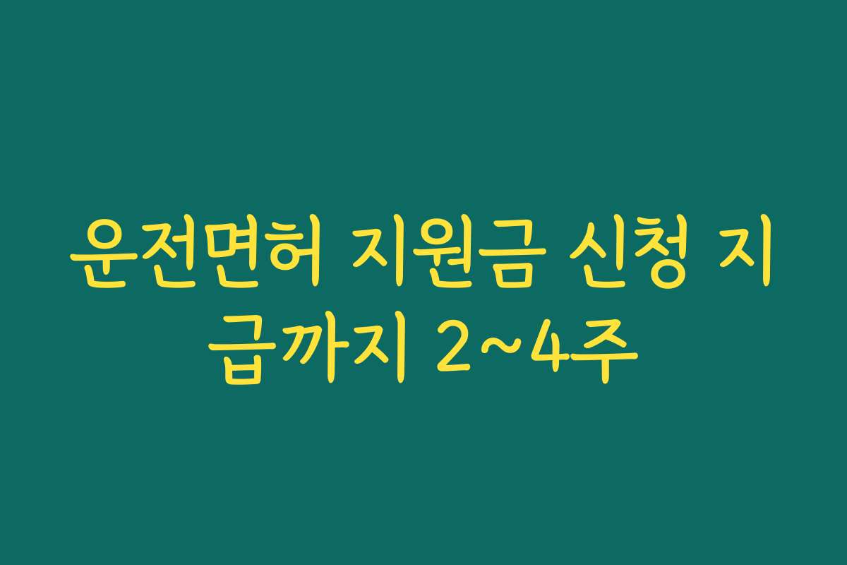 운전면허 지원금 신청 지급까지 2~4주