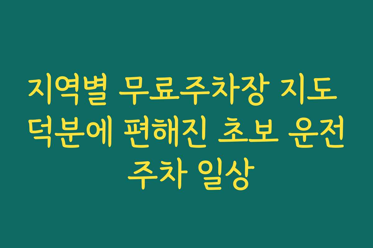 지역별 무료주차장 지도 덕분에 편해진 초보 운전 주차 일상