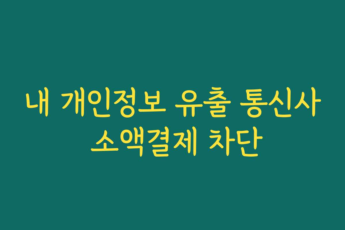 내 개인정보 유출 통신사 소액결제 차단