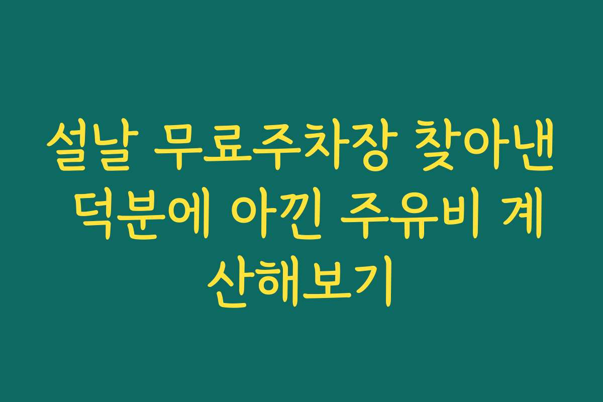 설날 무료주차장 찾아낸 덕분에 아낀 주유비 계산해보기