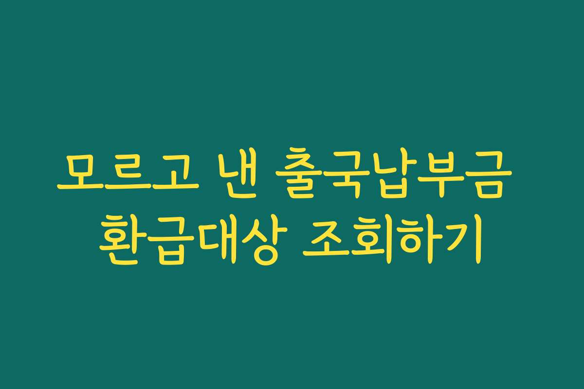 모르고 낸 출국납부금 환급대상 조회하기