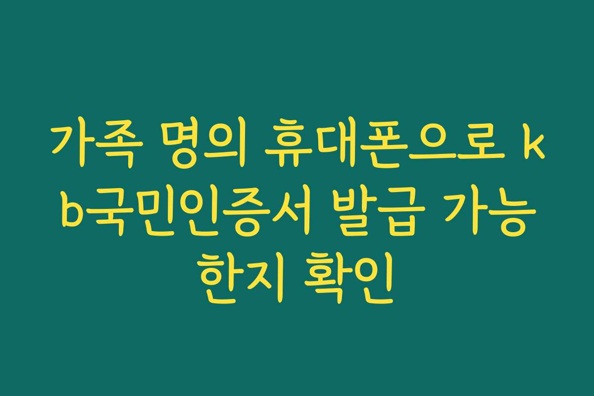 가족 명의 휴대폰으로 kb국민인증서 발급 가능한지 확인