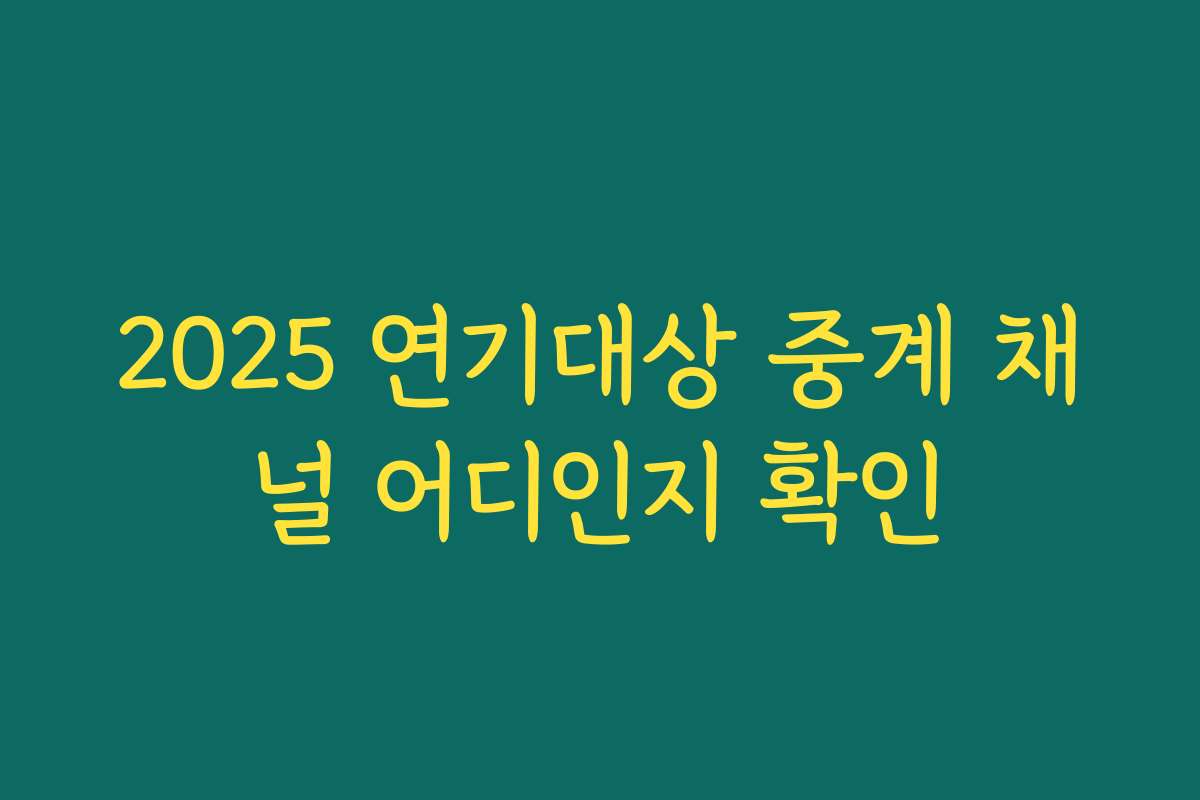 2025 연기대상 중계 채널 어디인지 확인
