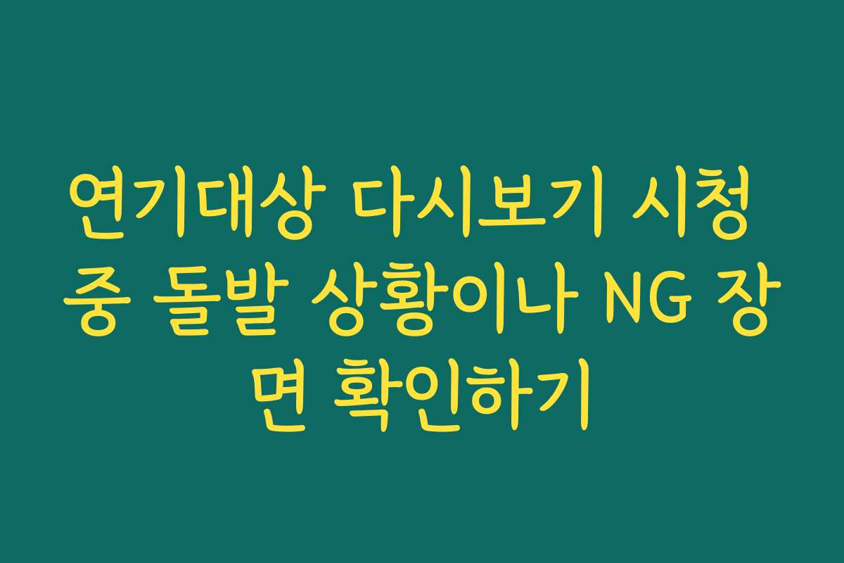 연기대상 다시보기 시청 중 돌발 상황이나 NG 장면 확인하기