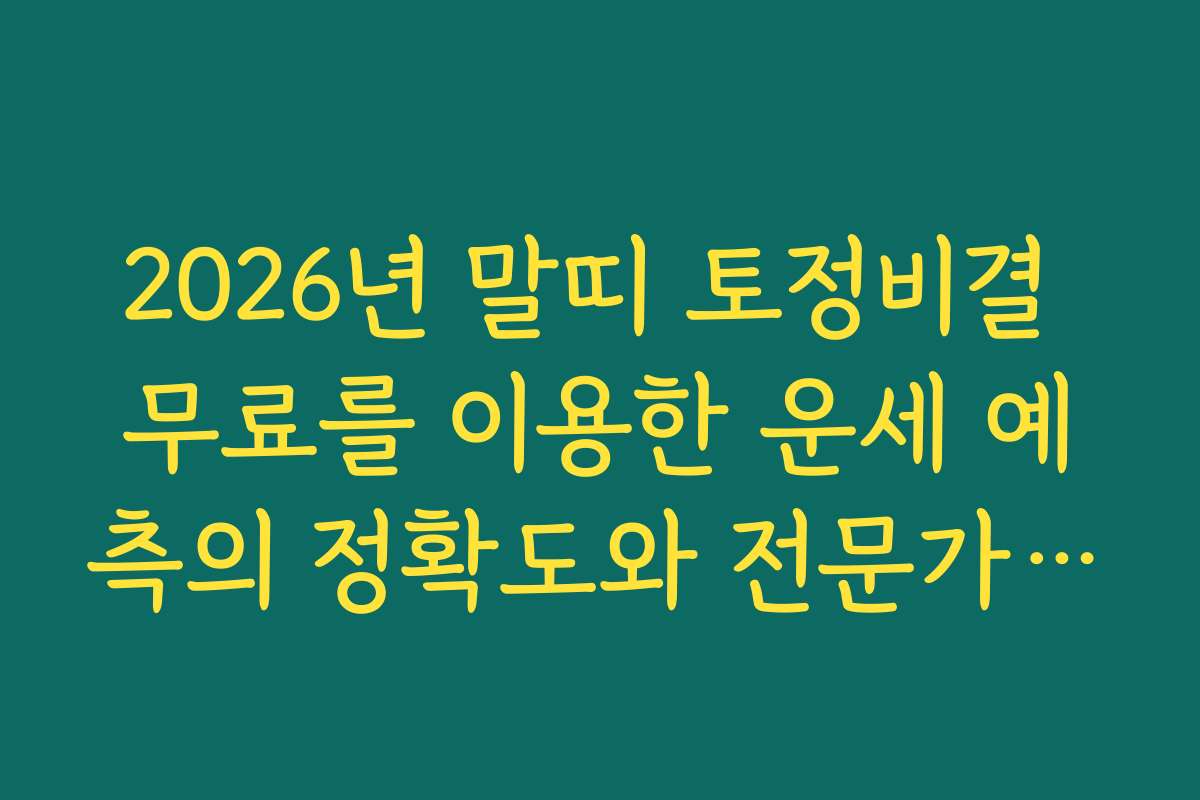 2026년 말띠 토정비결 무료를 이용한 운세 예측의 정확도와 전문가 의견을 비교해보세요