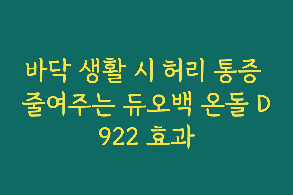 바닥 생활 시 허리 통증 줄여주는 듀오백 온돌 D922 효과