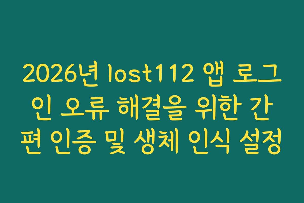 2026년 lost112 앱 로그인 오류 해결을 위한 간편 인증 및 생체 인식 설정
