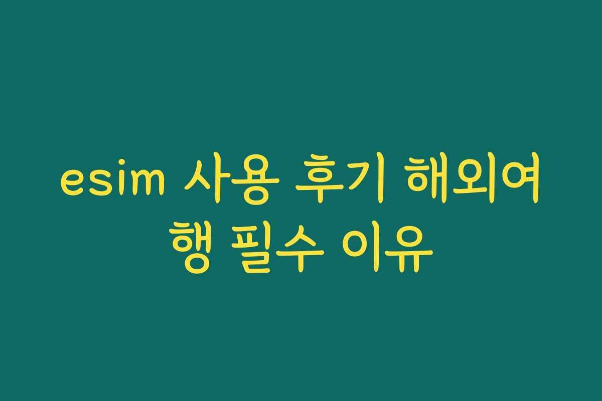 esim 사용 후기 해외여행 필수 이유