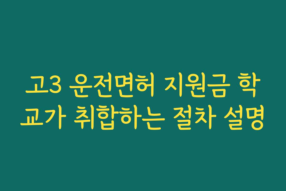 고3 운전면허 지원금 학교가 취합하는 절차 설명