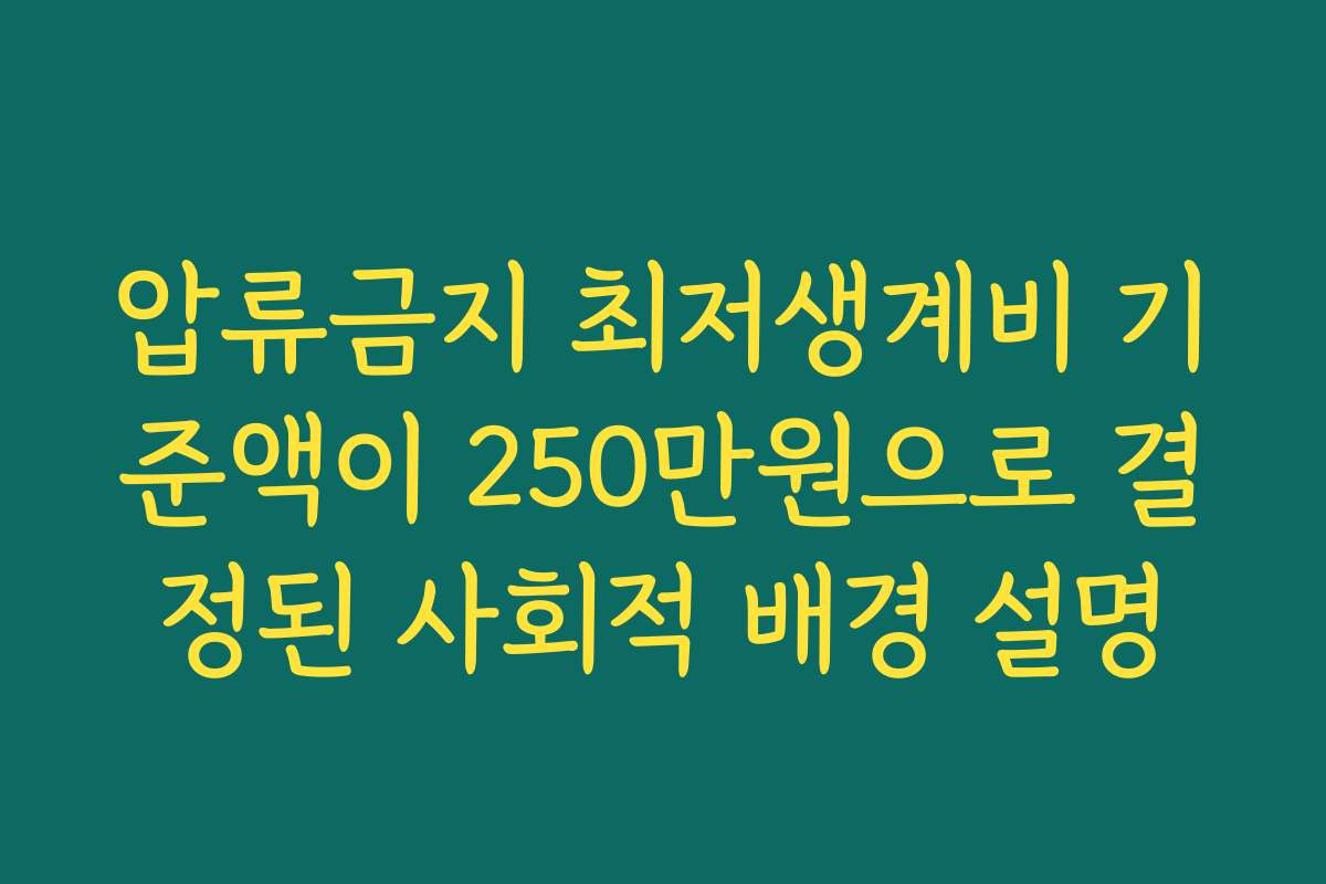압류금지 최저생계비 기준액이 250만원으로 결정된 사회적 배경 설명