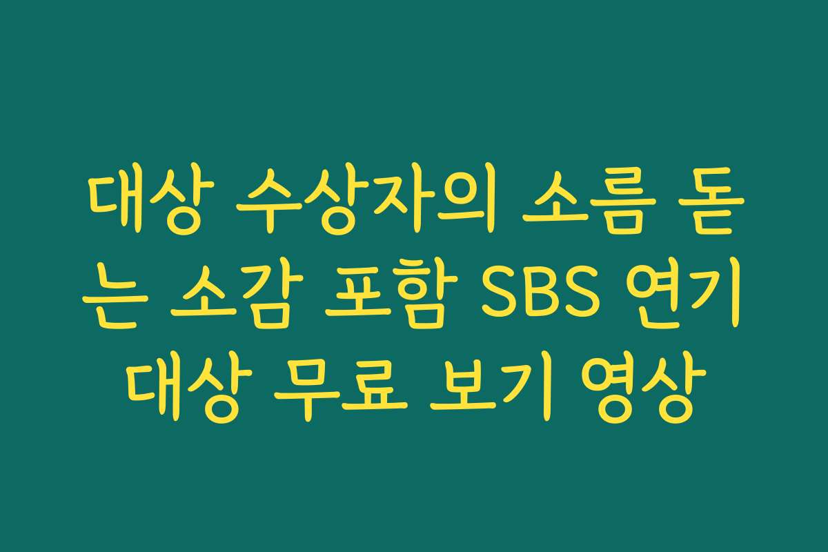 대상 수상자의 소름 돋는 소감 포함 SBS 연기대상 무료 보기 영상