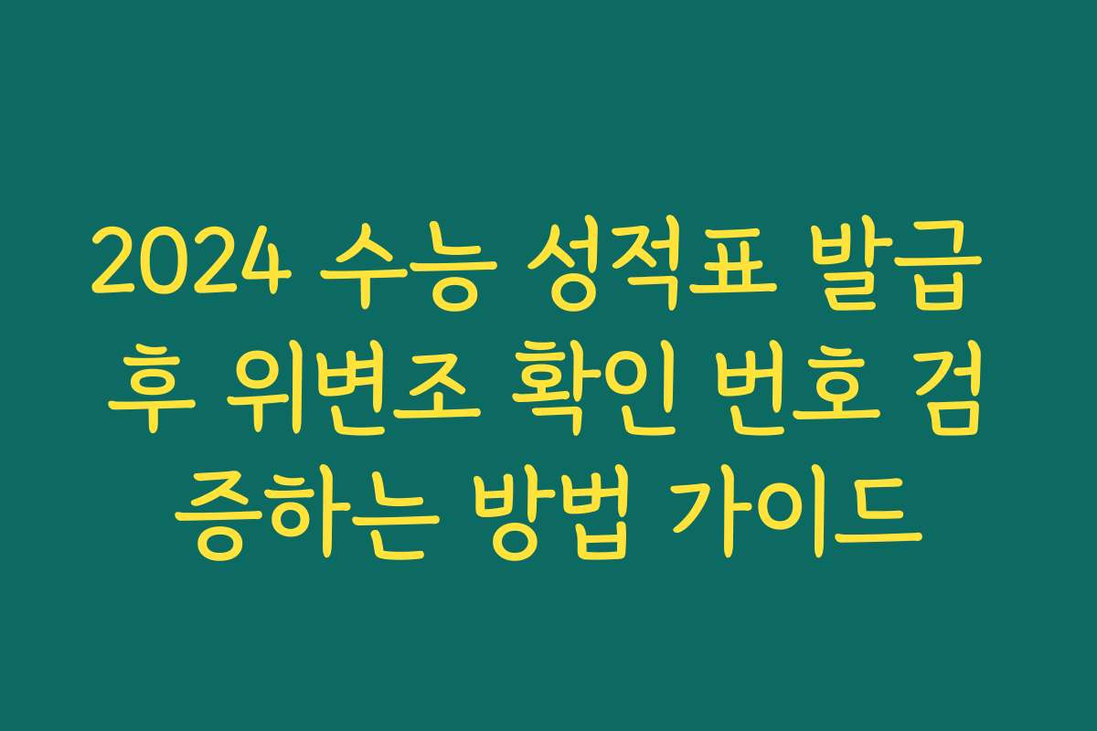 2024 수능 성적표 발급 후 위변조 확인 번호 검증하는 방법 가이드