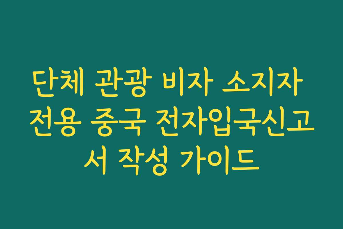 단체 관광 비자 소지자 전용 중국 전자입국신고서 작성 가이드