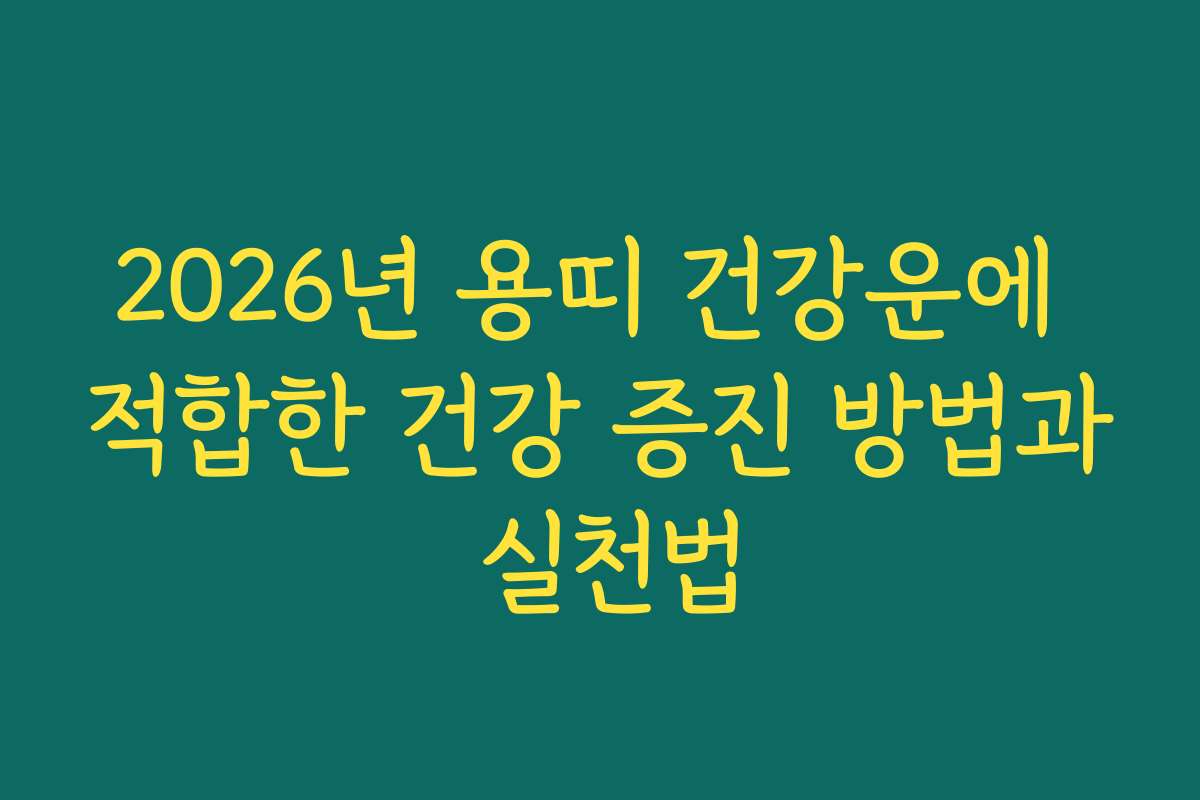 2026년 용띠 건강운에 적합한 건강 증진 방법과 실천법