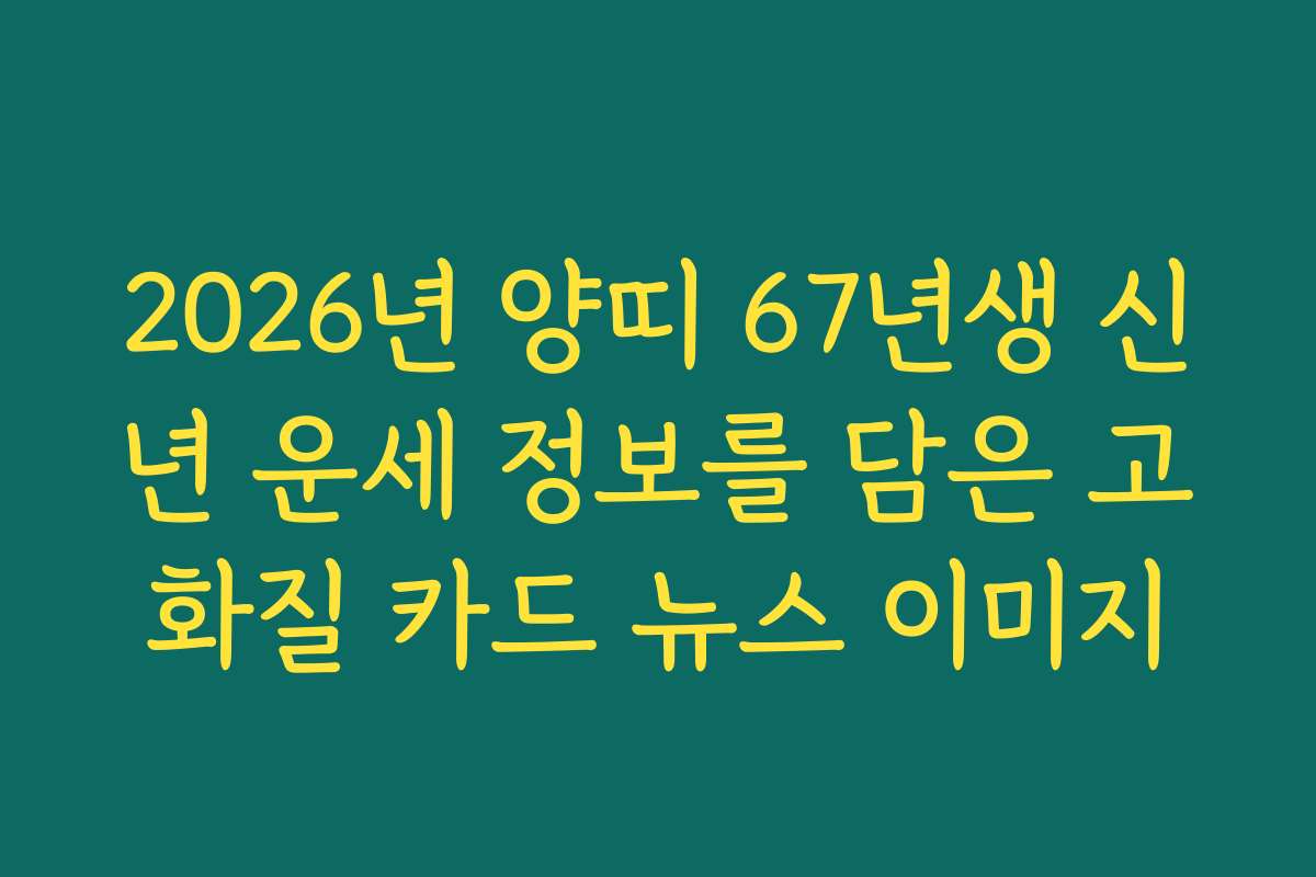 2026년 양띠 67년생 신년 운세 정보를 담은 고화질 카드 뉴스 이미지