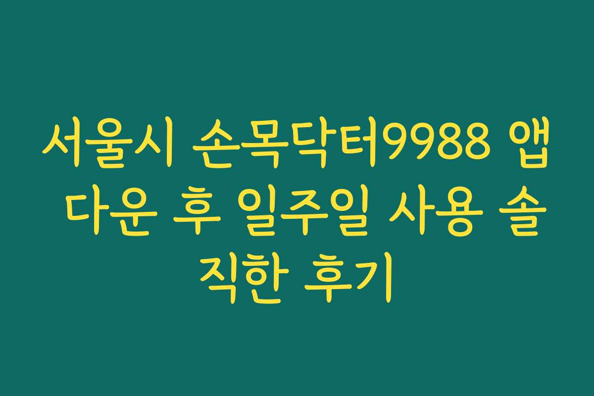 서울시 손목닥터9988 앱 다운 후 일주일 사용 솔직한 후기