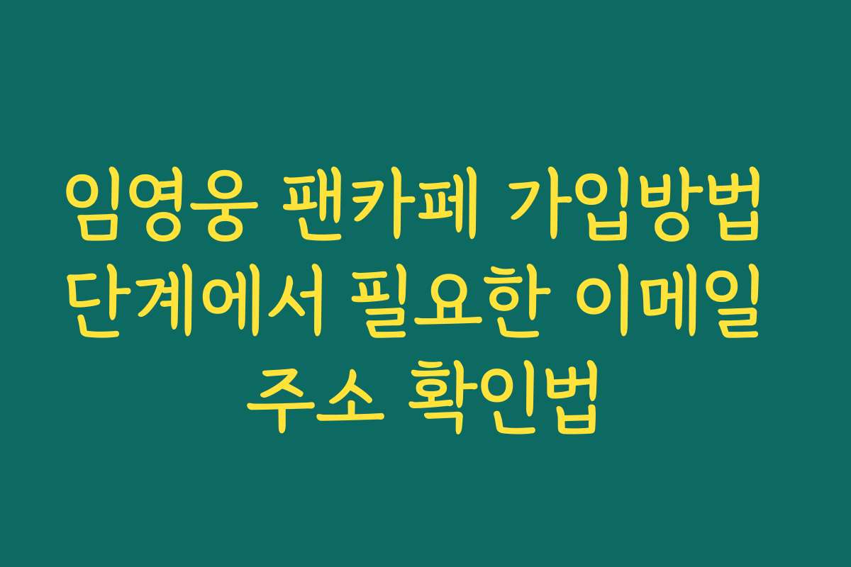 임영웅 팬카페 가입방법 단계에서 필요한 이메일 주소 확인법