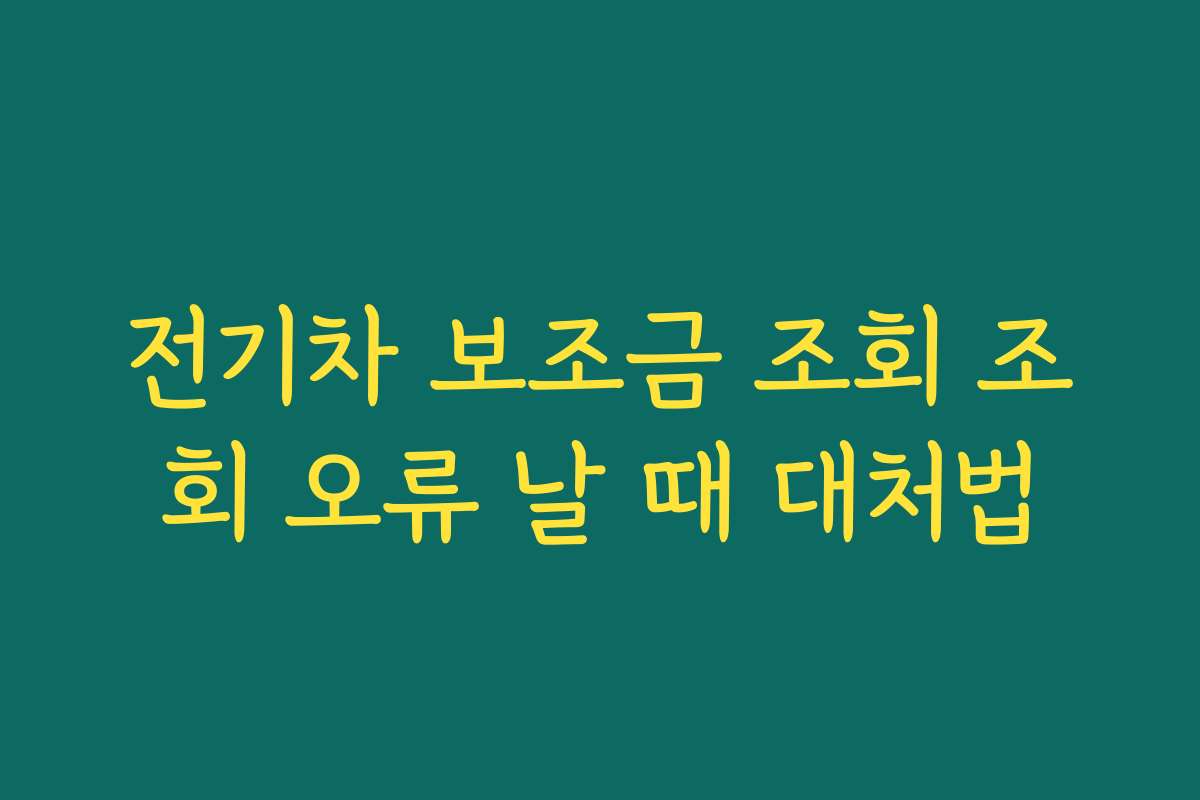 전기차 보조금 조회 조회 오류 날 때 대처법