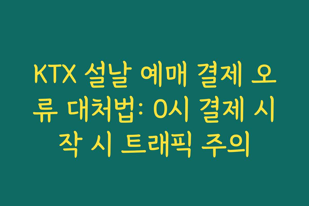 KTX 설날 예매 결제 오류 대처법: 0시 결제 시작 시 트래픽 주의