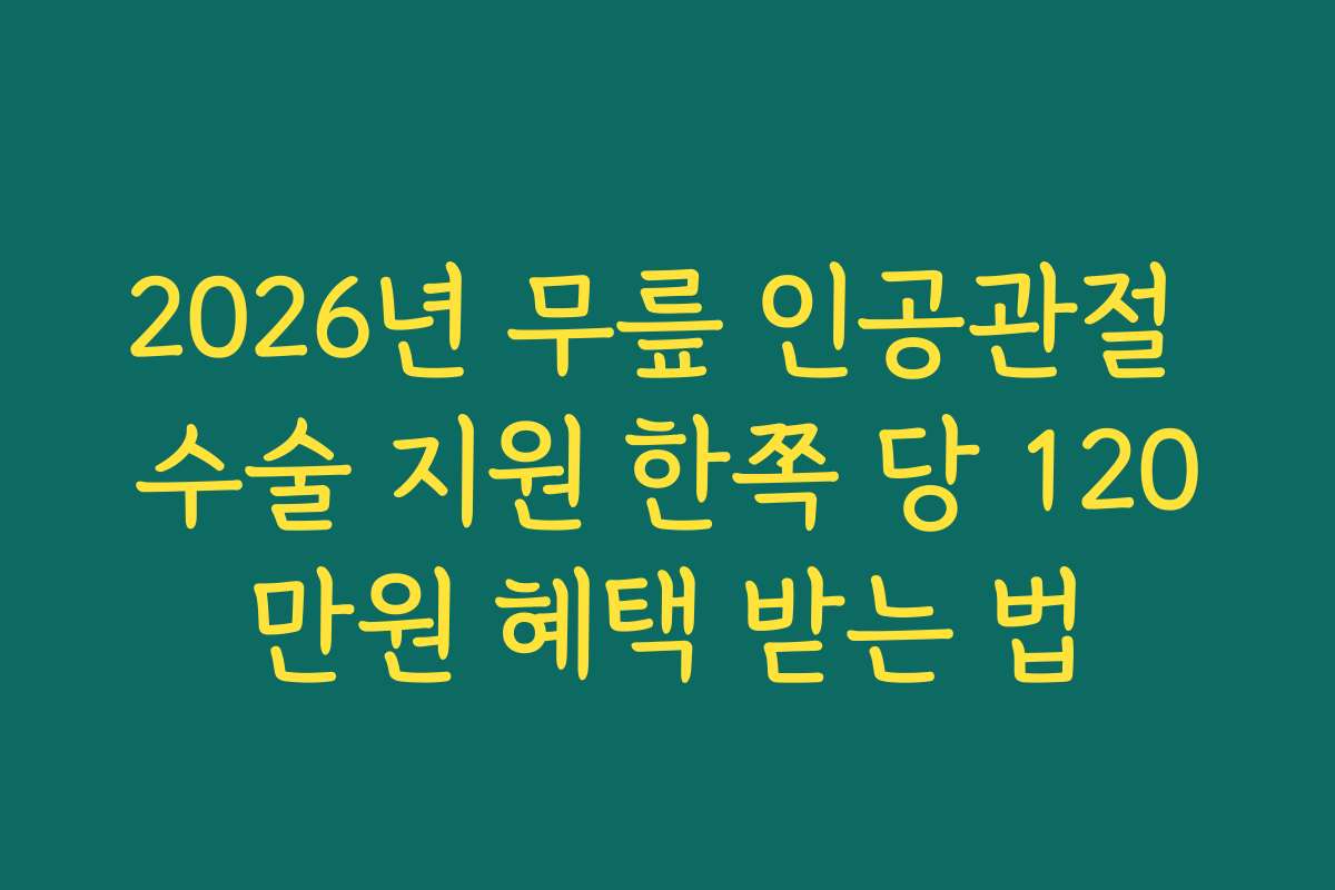 2026년 무릎 인공관절 수술 지원 한쪽 당 120만원 혜택 받는 법