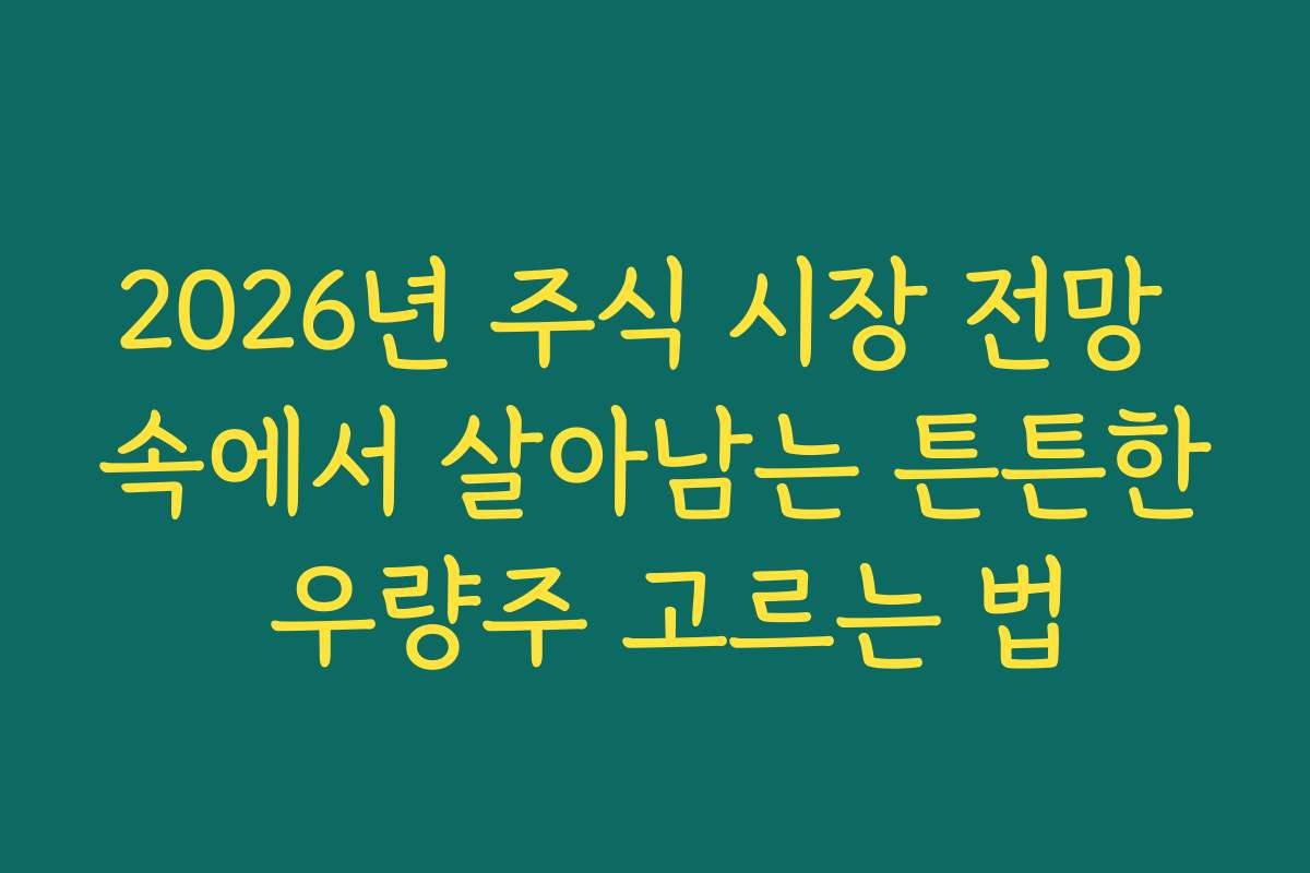 2026년 주식 시장 전망 속에서 살아남는 튼튼한 우량주 고르는 법