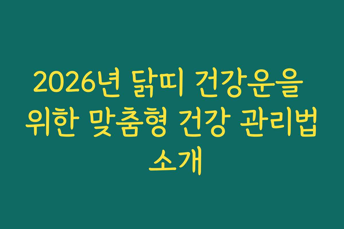 2026년 닭띠 건강운을 위한 맞춤형 건강 관리법 소개