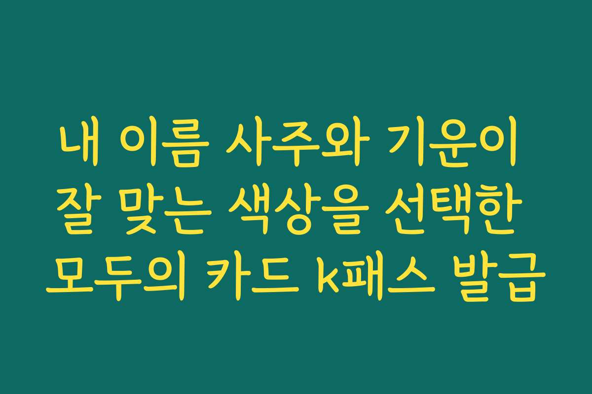 내 이름 사주와 기운이 잘 맞는 색상을 선택한 모두의 카드 k패스 발급