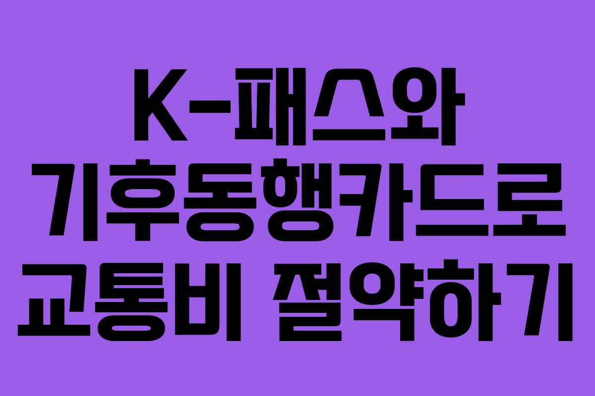 K-패스와 기후동행카드로 교통비 절약하기