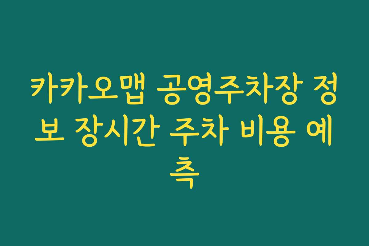 카카오맵 공영주차장 정보 장시간 주차 비용 예측
