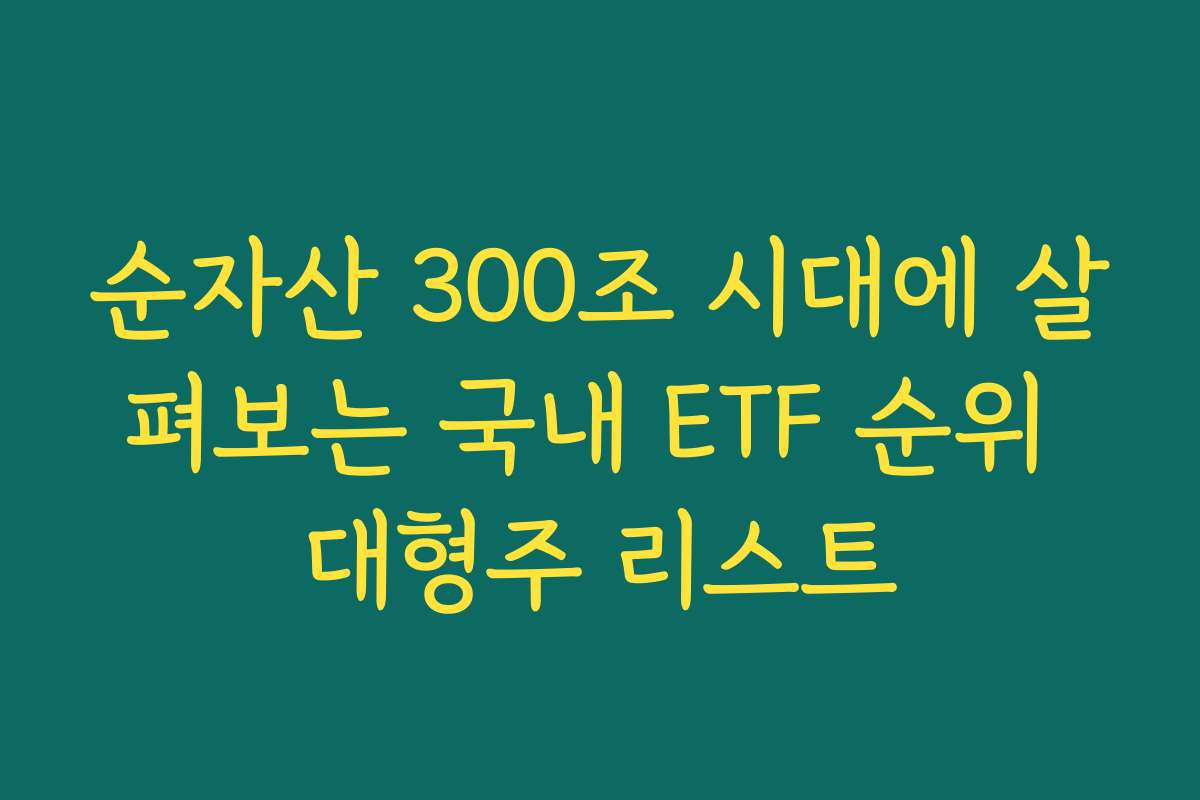 순자산 300조 시대에 살펴보는 국내 ETF 순위 대형주 리스트
