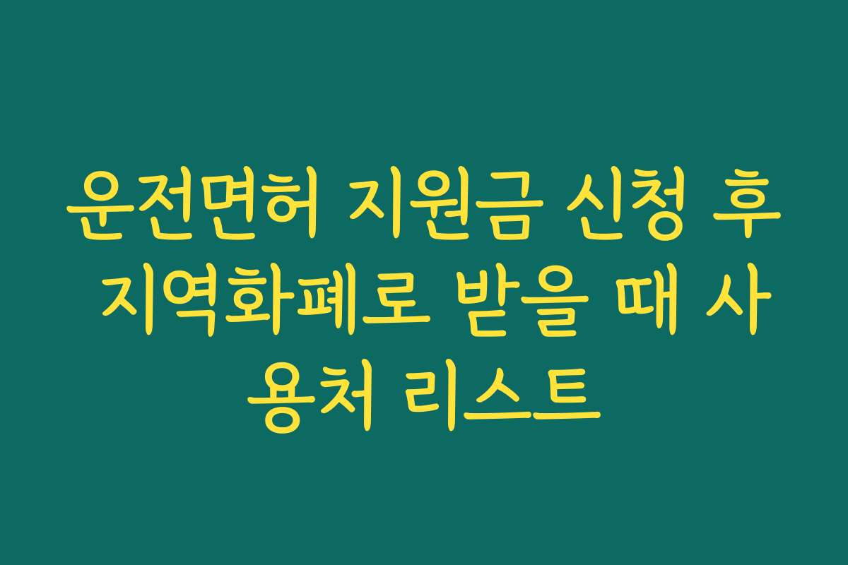 운전면허 지원금 신청 후 지역화폐로 받을 때 사용처 리스트