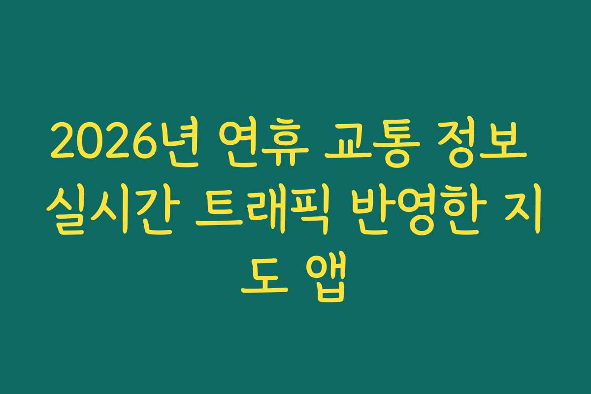2026년 연휴 교통 정보 실시간 트래픽 반영한 지도 앱