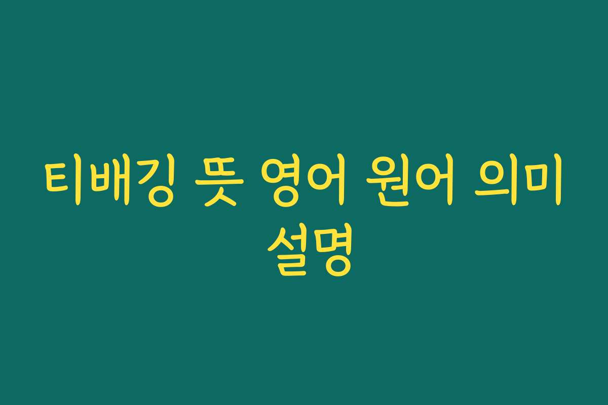티배깅 뜻 영어 원어 의미 설명