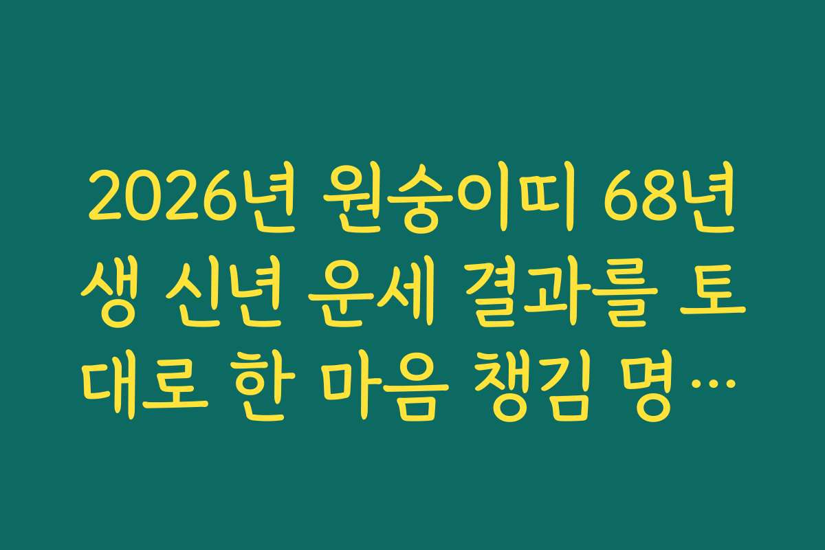 2026년 원숭이띠 68년생 신년 운세 결과를 토대로 한 마음 챙김 명상법