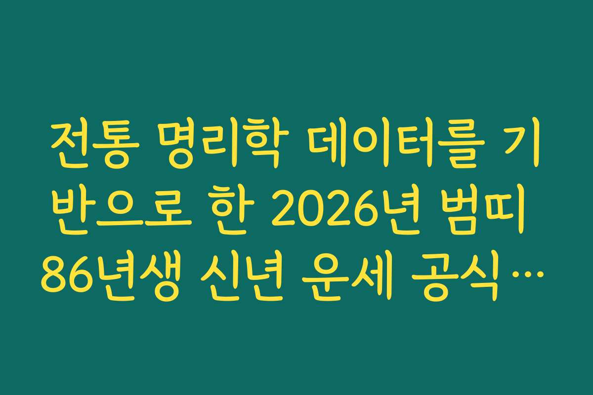 전통 명리학 데이터를 기반으로 한 2026년 범띠 86년생 신년 운세 공식 보고