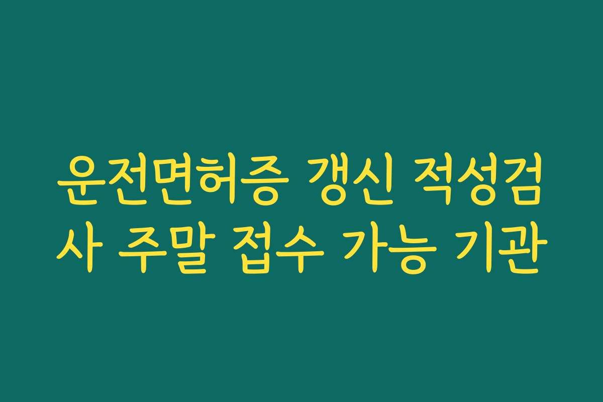 운전면허증 갱신 적성검사 주말 접수 가능 기관