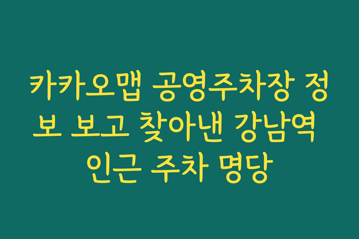 카카오맵 공영주차장 정보 보고 찾아낸 강남역 인근 주차 명당