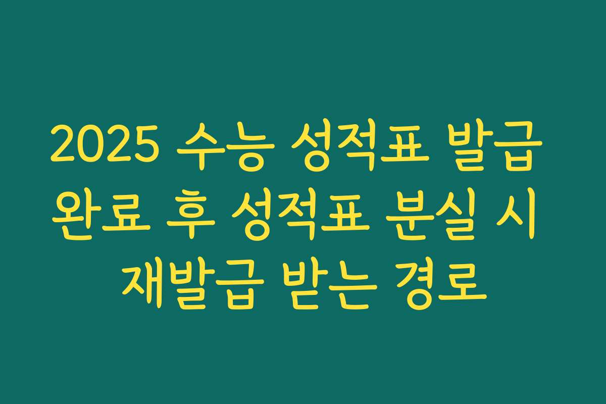 2025 수능 성적표 발급 완료 후 성적표 분실 시 재발급 받는 경로