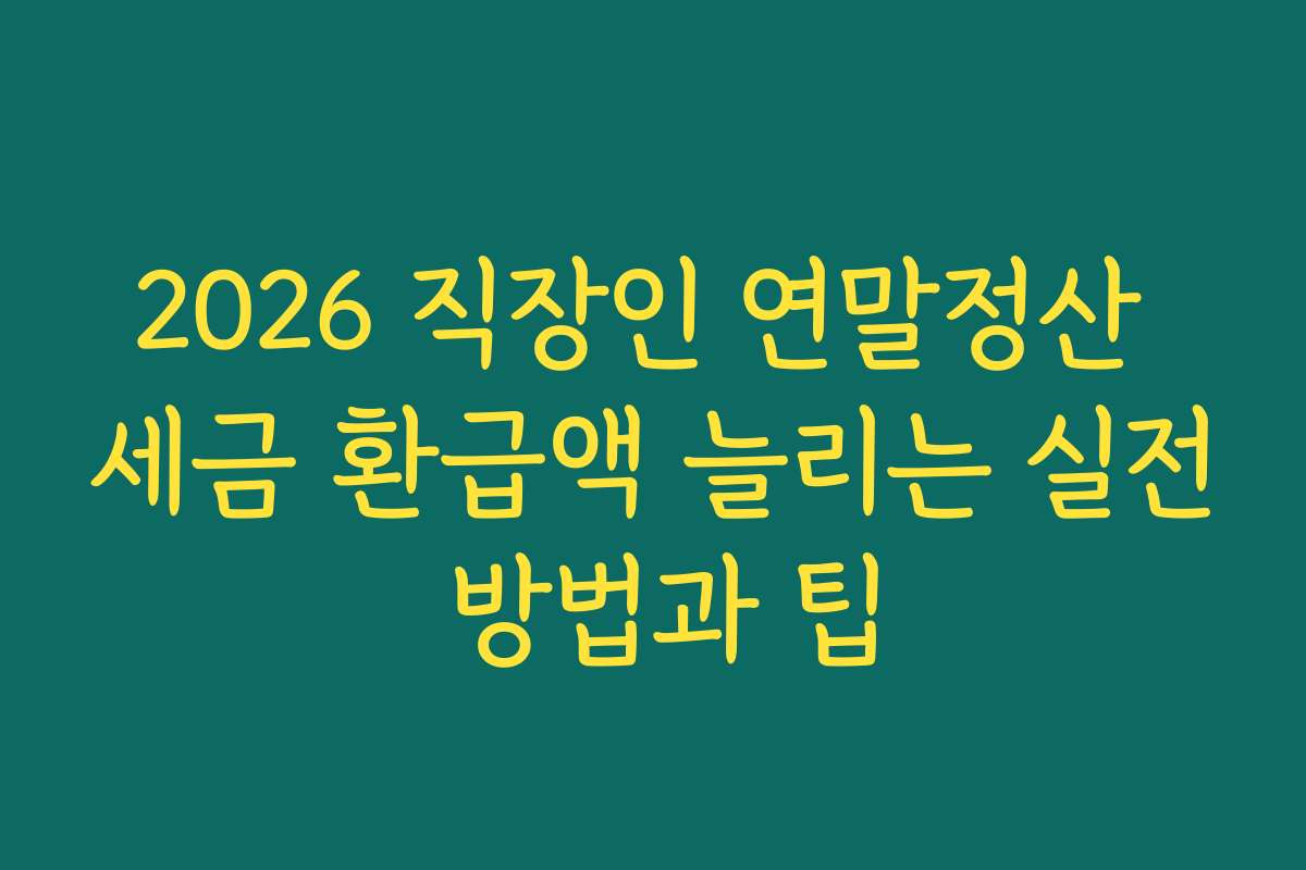 2026 직장인 연말정산 세금 환급액 늘리는 실전 방법과 팁
