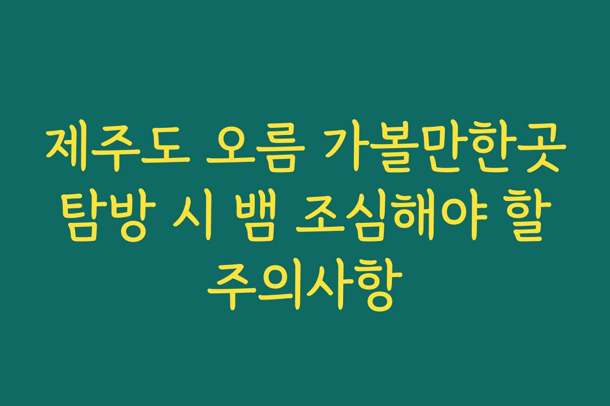 제주도 오름 가볼만한곳 탐방 시 뱀 조심해야 할 주의사항