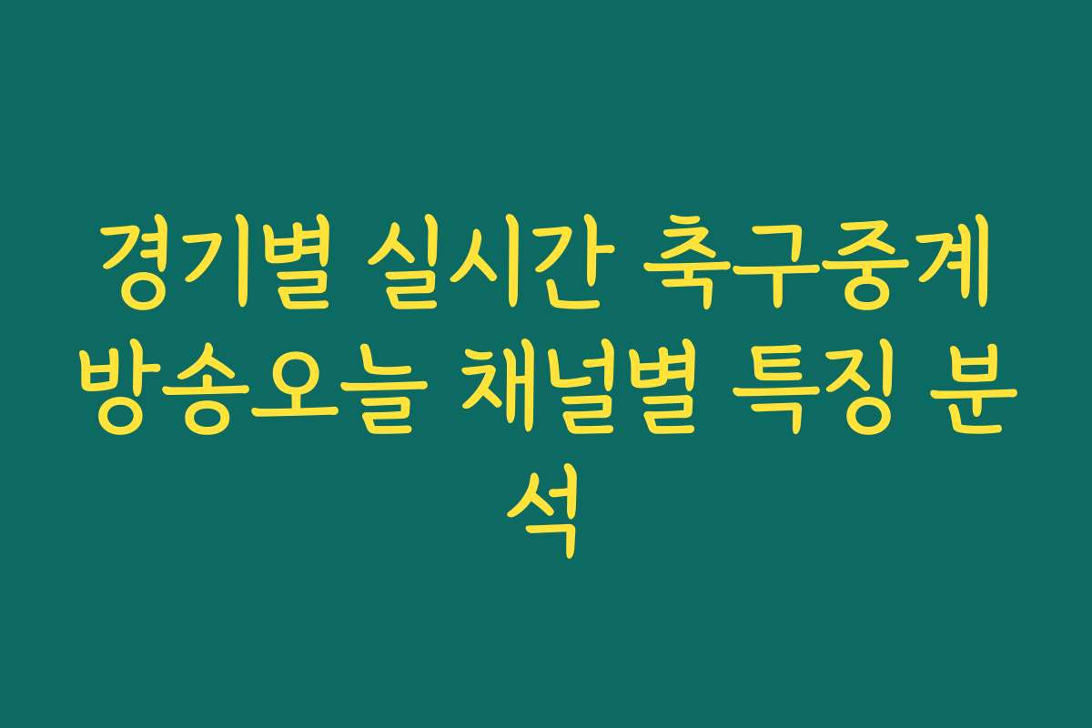 경기별 실시간 축구중계방송오늘 채널별 특징 분석