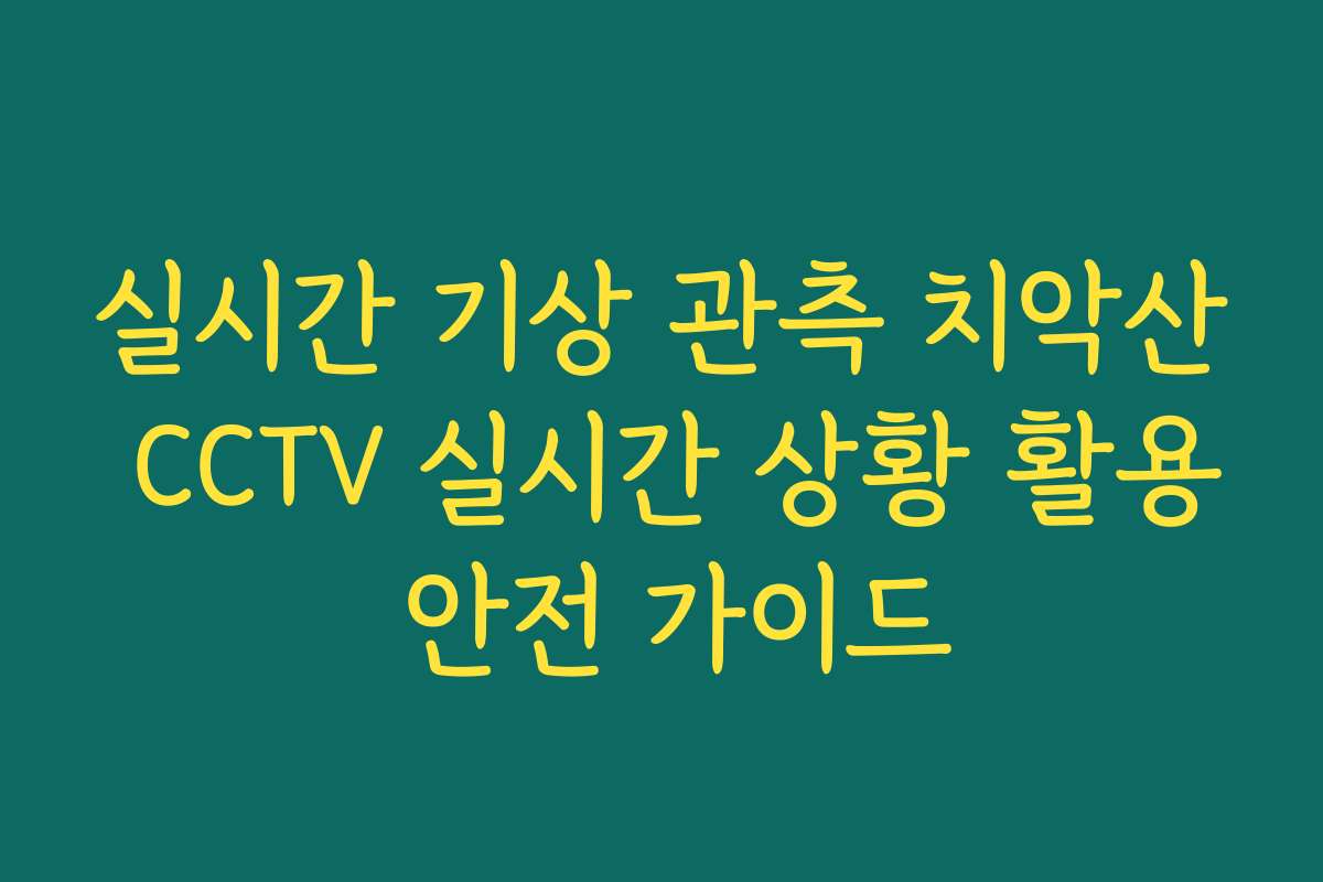 실시간 기상 관측 치악산 CCTV 실시간 상황 활용 안전 가이드