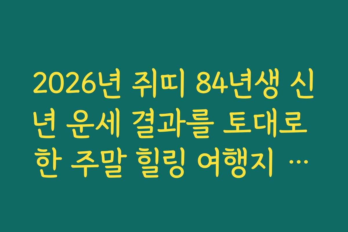 2026년 쥐띠 84년생 신년 운세 결과를 토대로 한 주말 힐링 여행지 추천