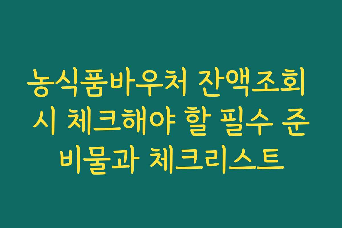 농식품바우처 잔액조회 시 체크해야 할 필수 준비물과 체크리스트