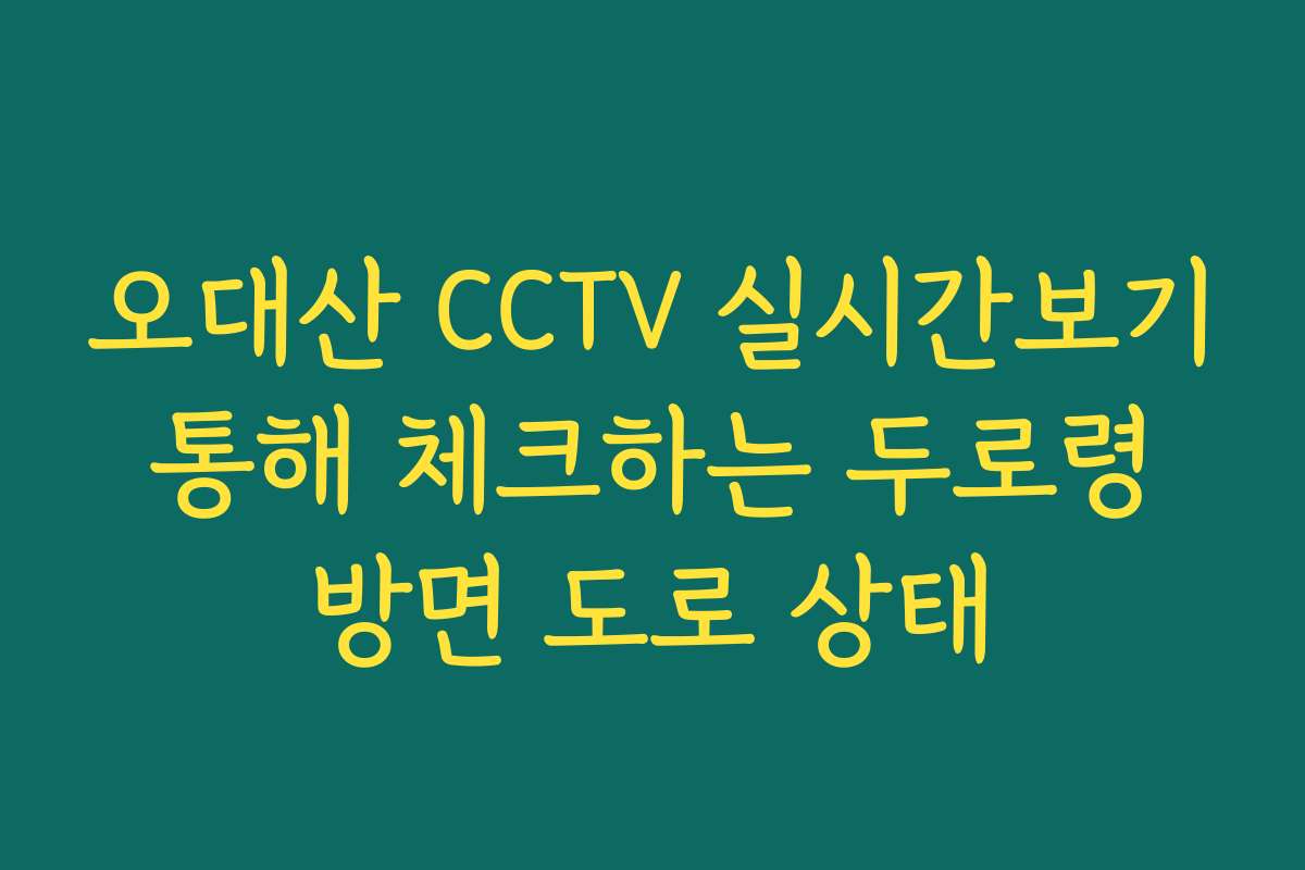 오대산 CCTV 실시간보기 통해 체크하는 두로령 방면 도로 상태