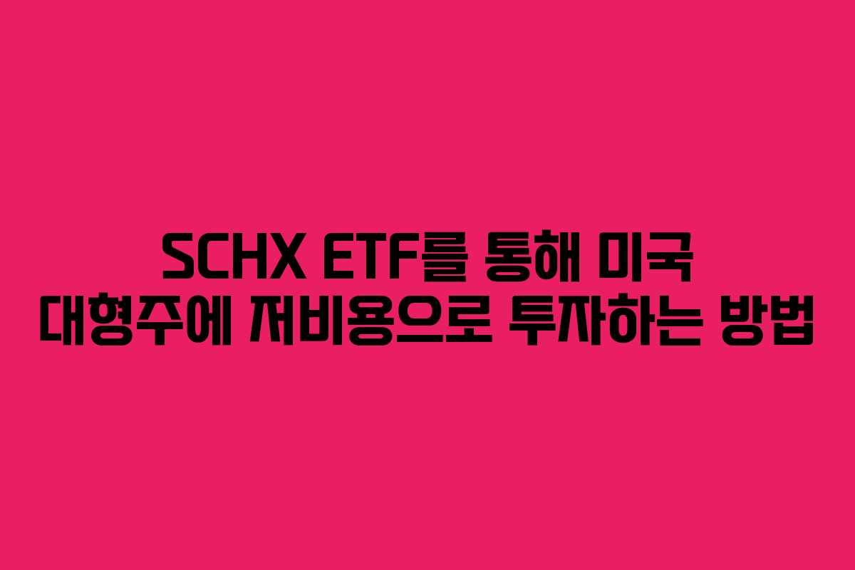 SCHX ETF를 통해 미국 대형주에 저비용으로 투자하는 방법