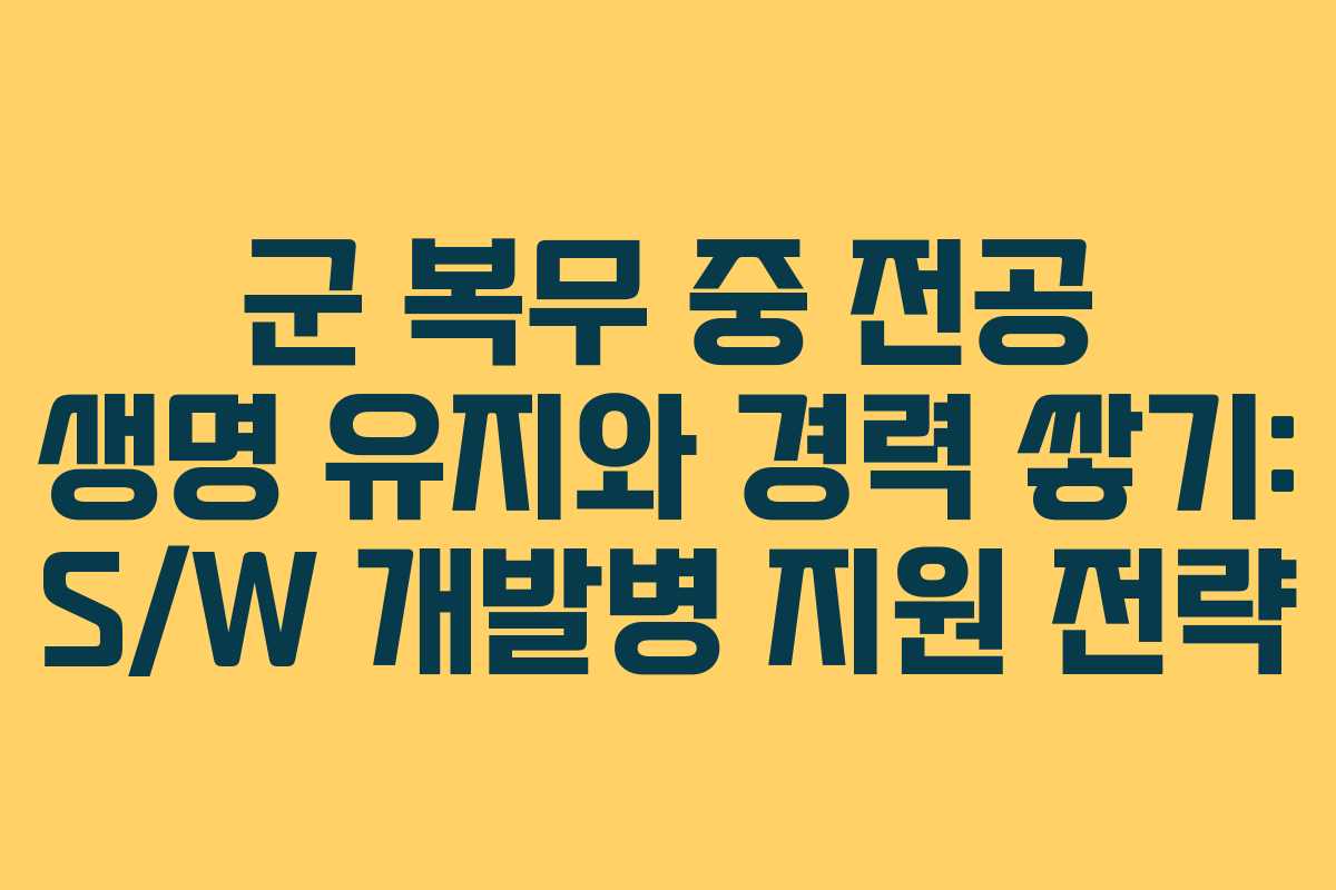 군 복무 중 전공 생명 유지와 경력 쌓기: S/W 개발병 지원 전략