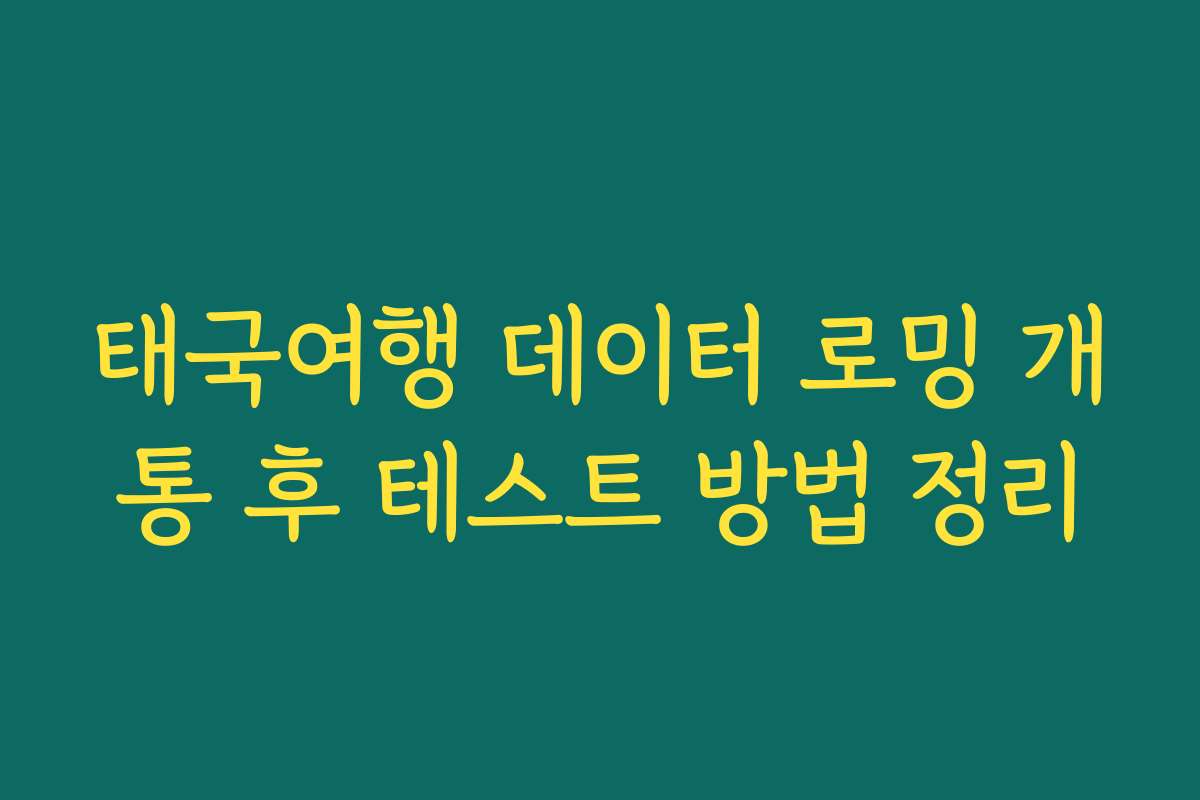 태국여행 데이터 로밍 개통 후 테스트 방법 정리