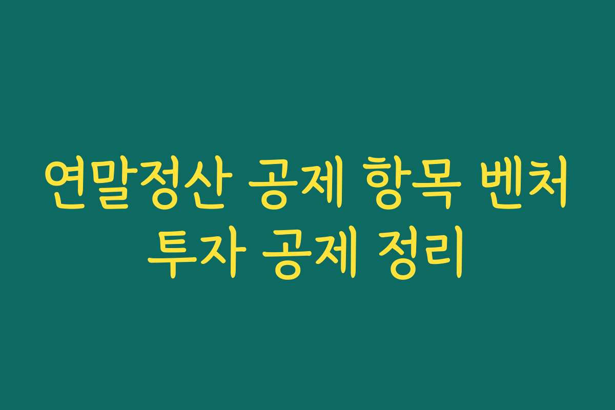 연말정산 공제 항목 벤처투자 공제 정리
